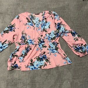 Floral Pink and Blue Women's Top